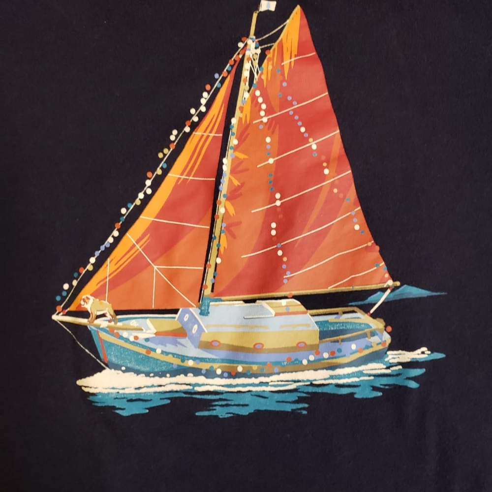 Club Room Men Blue Shirt Long Sleeve Graphic Sail Boat Size L - Picture 6 of 6